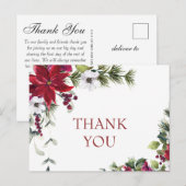 Elegant Poinsettia Wedding Waterverf Dank je wel Briefkaart (Voorkant / Achterkant)