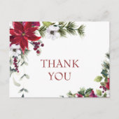 Elegant Poinsettia Wedding Waterverf Dank je wel Briefkaart (Voorkant)