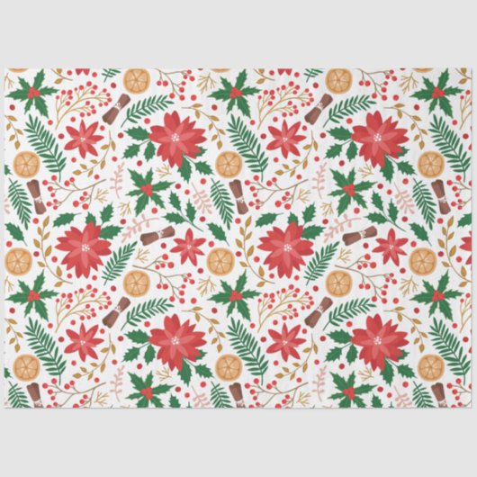Elegant Poinsettia Winter Floral Botanical Tissuepapier (Voorkant)