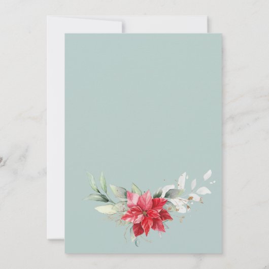 Elegant Poinsettia Winter Greenery BRIDAL LUNCHEON Kaart (Achterkant)