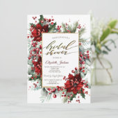 Elegant Poinsettia Winter Vrijgezellenfeest Kaart (Staand voorkant)