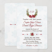 Elegant Poinsettia Winter Wreath Wedding Kaart (Voorkant / Achterkant)
