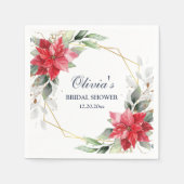 Elegant Poinsettia Wintergroen Vrijgezellenfeest Servet (Voorkant)