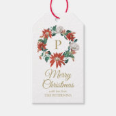 Elegant  Poinsettia WreatGold Name Cadeaulabel (Voorkant)