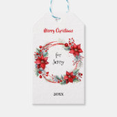 Elegant Poinsettia Wreath Personalized Cadeaulabel (Voorkant)