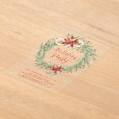 Elegant Poinsettias en Greenery Holiday Party Acryl Uitnodigingen (Laagn)