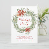 Elegant Poinsettias en Greenery Holiday Party Kaart (Staand voorkant)