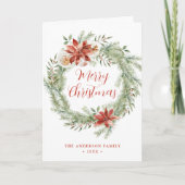Elegant Poinsettias en Greenery Non-Photo Feestdagen Kaart (Voorkant)