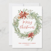 Elegant Poinsettias en Greenery Non-Photo Feestdagenkaart (Voorkant)