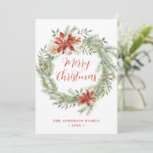 Elegant Poinsettias en Greenery Non-Photo Feestdagenkaart (Staand voorkant)