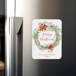 Elegant Poinsettias en Greenery Non-Photo Magneet