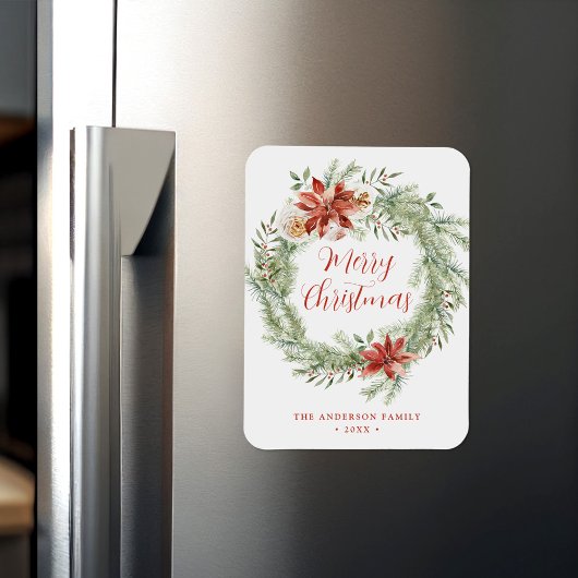 Elegant Poinsettias en Greenery Non-Photo Magneet