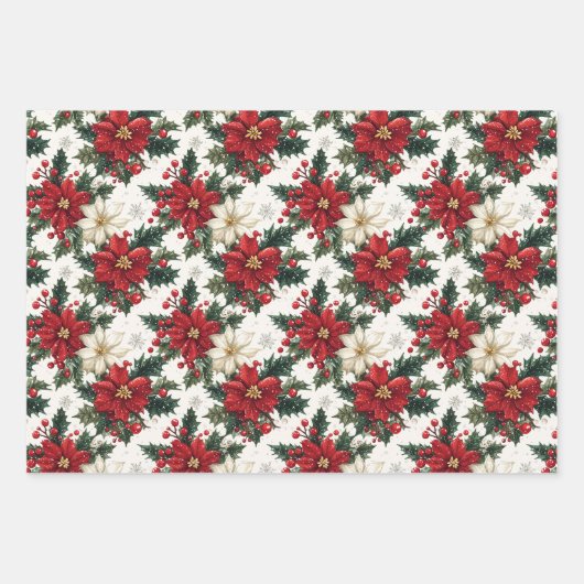Elegant Poinsettias en Griekenland Inpakpapier Vel (Voorkant)