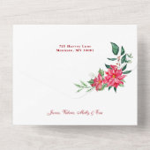 Elegant Poinsettias & Gold Scroll 2-foto All In One Uitnodiging (Achterkant)