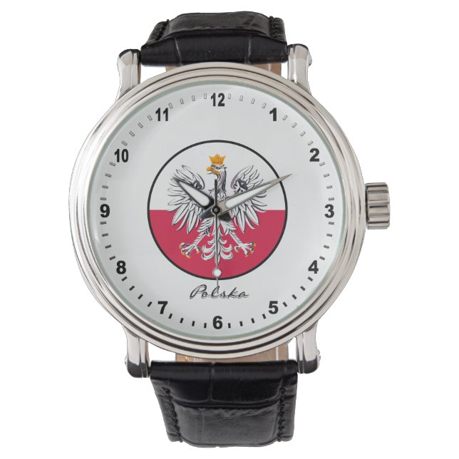 Elegant Poland Watch & Poland Flag/Polska Horloge (Voorkant)