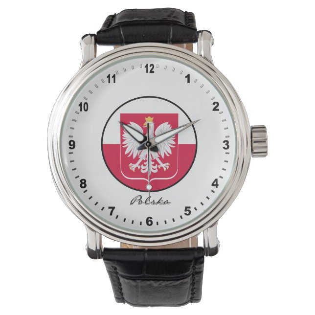 Elegant Poland Watch & Poolse vlag/Warschau Horloge (Voorkant)