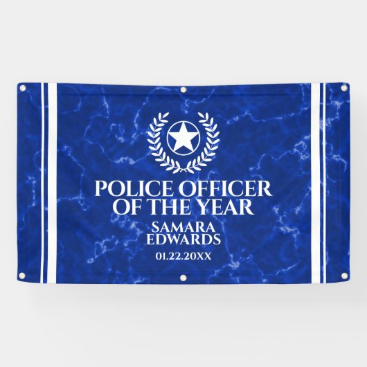 Elegant Police Officer of the Year Blue Marble Spandoek (Horizontaal)