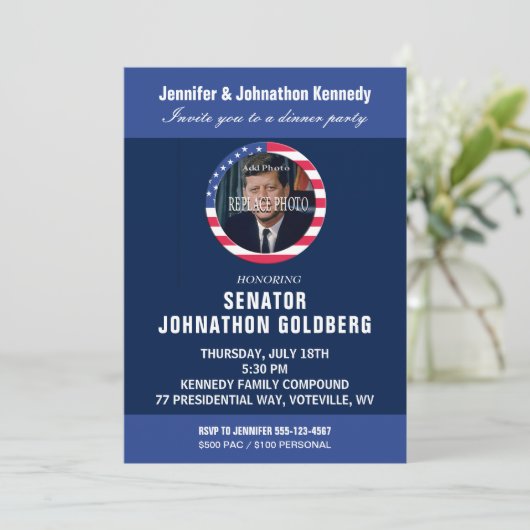 Elegant politiek diner uitnodiging (Staand voorkant)