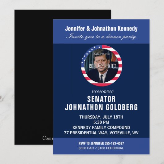 Elegant politiek diner uitnodiging (Voorkant / Achterkant)