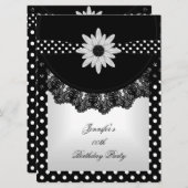 Elegant Polka Dot Black White Lace Flower Kaart (Voorkant / Achterkant)