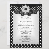 Elegant Polka Dot Black White Lace Flower Kaart (Achterkant)