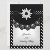 Elegant Polka Dot Black White Lace Flower Kaart (Voorkant)