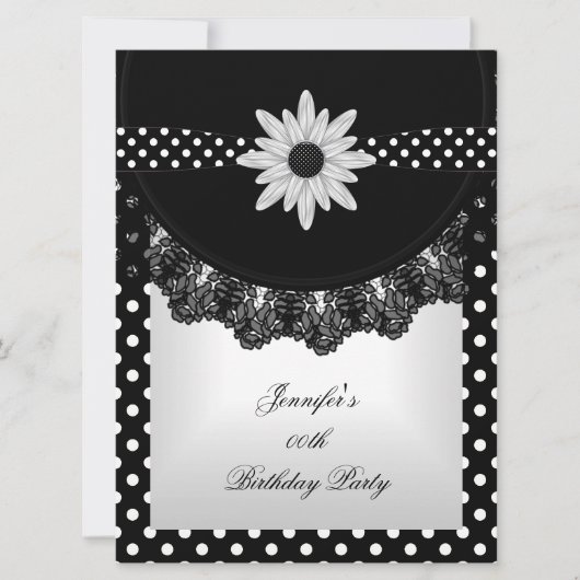 Elegant Polka Dot Black White Lace Flower Kaart (Voorkant)