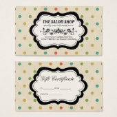 Elegant  Polka Dot Gift Certificate II Visitekaartje (Voorkant /achterkant)