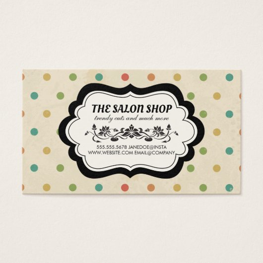 Elegant  Polka Dot Gift Certificate II Visitekaartje (Voorkant)