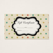 Elegant  Polka Dot Gift Certificate II Visitekaartje (Achterkant)
