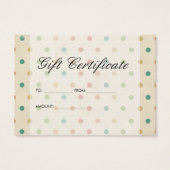 Elegant  Polka Dot Gift Certificate Visitekaartje (Achterkant)