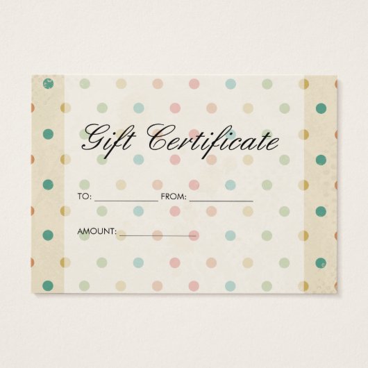 Elegant  Polka Dot Gift Certificate Visitekaartje (Achterkant)