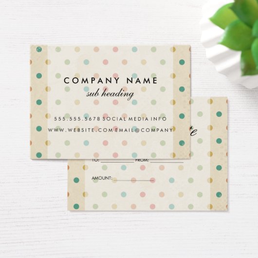 Elegant  Polka Dot Gift Certificate Visitekaartje (Bureau)
