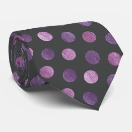 Elegant Polka Dot Lavender & Charcoal Gray Custom Stropdas