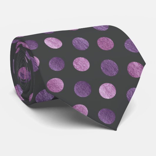 Elegant Polka Dot Lavender & Charcoal Gray Custom Stropdas (Opgerold)