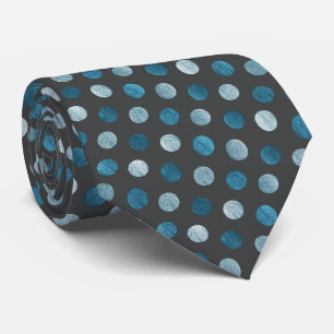 Elegant Polka Dot Personalized Blue Charcoal Gray Stropdas