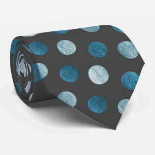Elegant Polka Dot Personalized Blue Charcoal Gray Stropdas