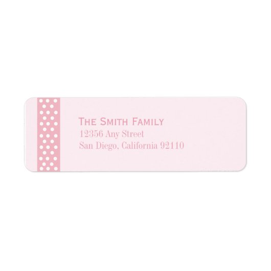Elegant Polka Dot Return Adres Label (roze) (Voorkant)