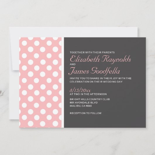 Elegant Polka Dot Wedding Invitations Kaart (Voorkant)
