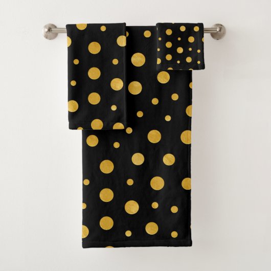 Elegant polka dots - Black Gold Bad Handdoek (Insitu)