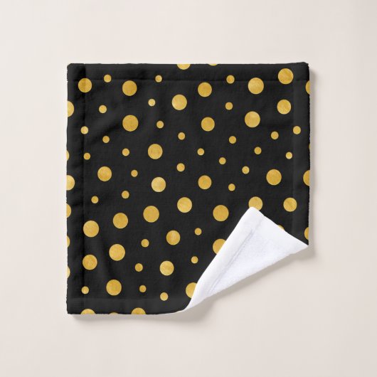 Elegant polka dots - Black Gold Bad Handdoek (Wasdoekje)
