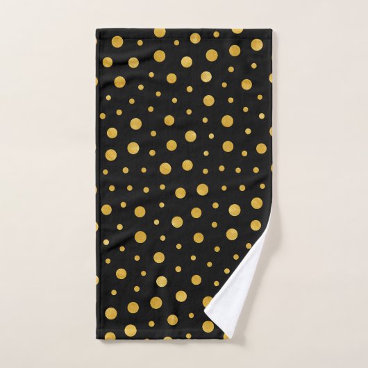 Elegant polka dots - Black Gold Handdoek (Handdoek)