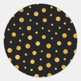 Elegant polka dots - Black Gold Ronde Sticker