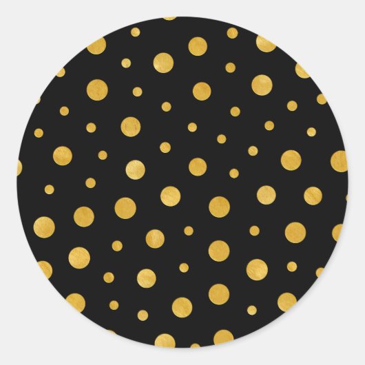Elegant polka dots - Black Gold Ronde Sticker (Voorkant)