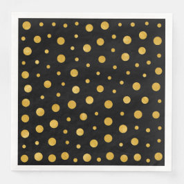Elegant polka dots - Black Gold Servet