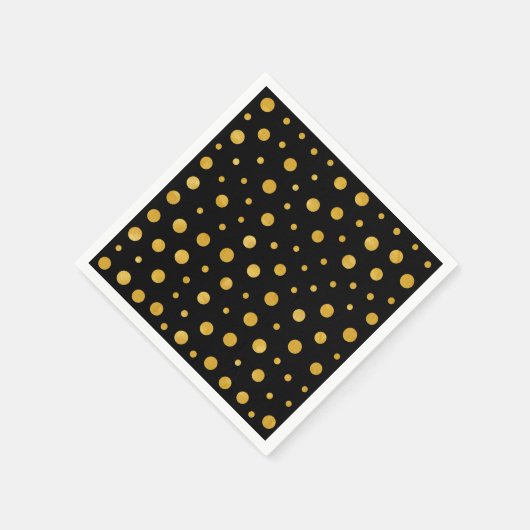 Elegant polka dots - Black Gold Servetten (Hoek)