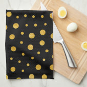 Elegant polka dots - Black Gold Theedoek (Quarter Fold)