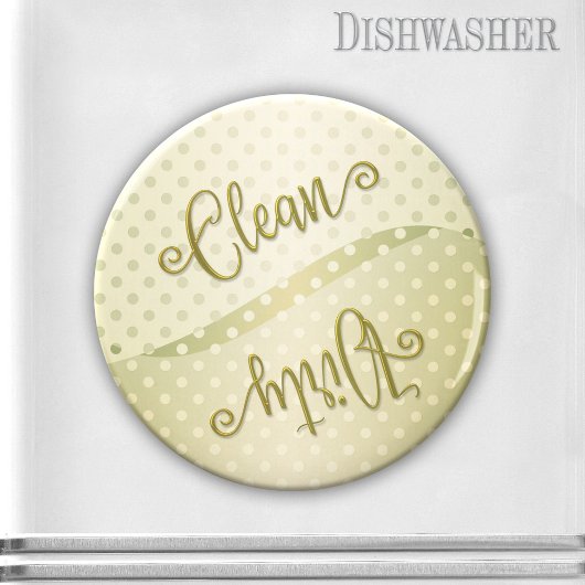 Elegant Polka Dots Clean Dirty Dishwasher Magnet