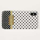 Elegant Polka Dots Gold Custom Monogram Case-Mate iPhone Case (Achterkant (horizontaal))