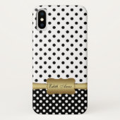 Elegant Polka Dots Gold Custom Monogram Case-Mate iPhone Case (Achterkant)